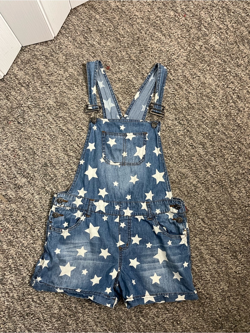 Arizona Jean Company Star Print Shortalls Overall Jeans Shorts Y2K Size XL